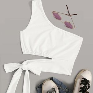 SHEIN one shoulder cut out crop top
